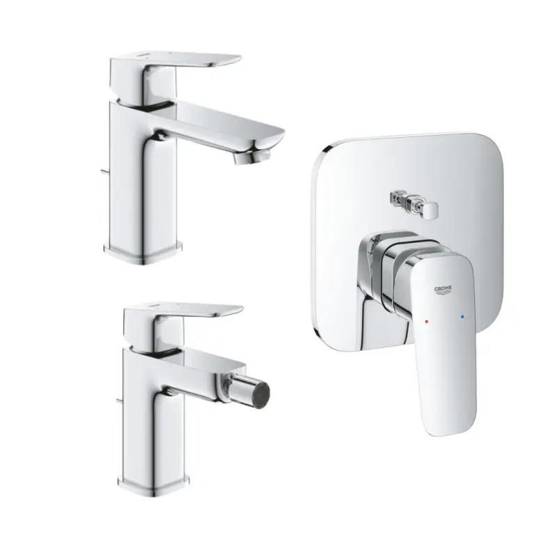 Qualità superiore | Grohe Cubeo Set 3 Miscelatori Rubinetto per Lavabo Bidet e Doccia Cromo