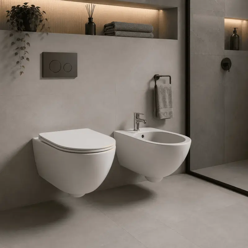 Geberit Coppia Sanitari Vaso WC e Bidet Sospeso Linea Colibrì Colore Bianco - Risparmia ora