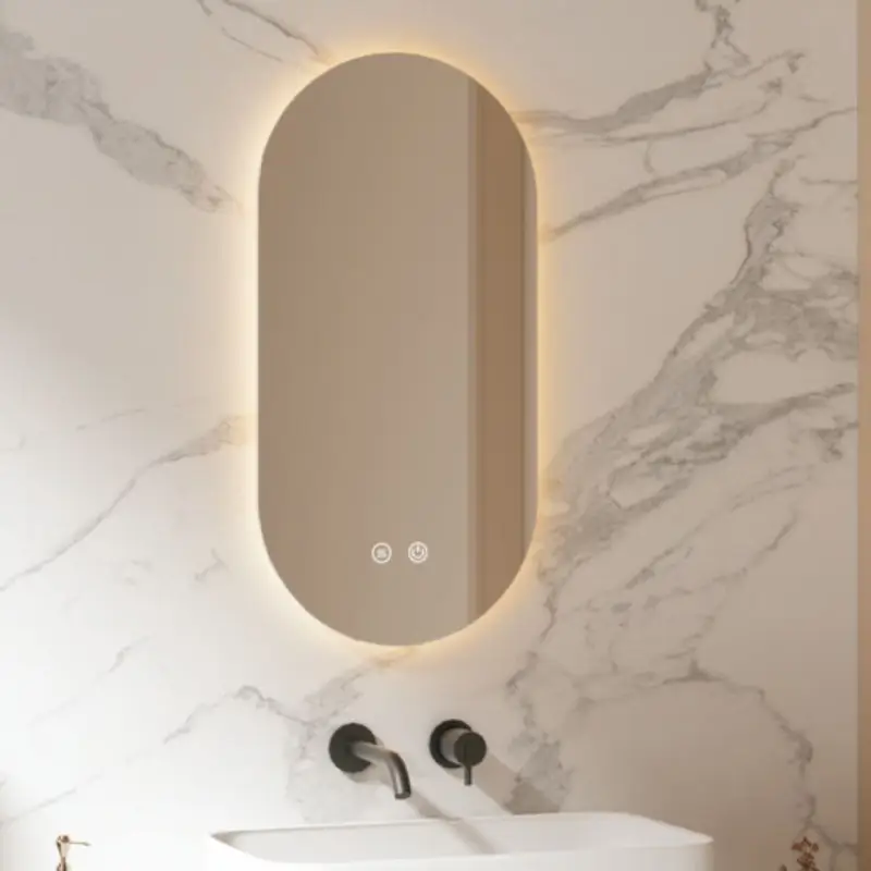 Più venduto - Oceano Specchio Ovale Retroilluminato 40x80 Con Antifog Manuale e 3 Tonalità Di Luce IP44 IP65