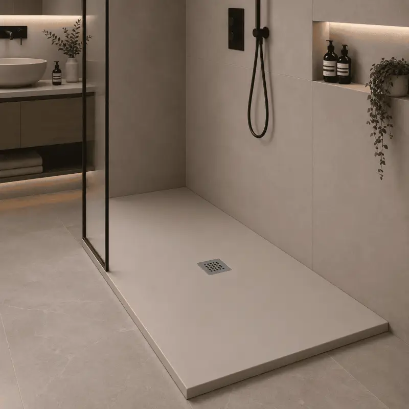 Reso semplice | Oceano Piatto Doccia Linea Plus 80x100 Altezza 3 cm Antiscivolo in Granito Sabbia