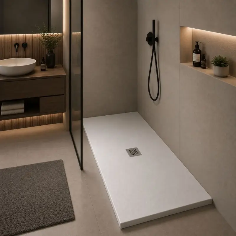Oceano Piatto Doccia Linea Even 70x140 Altezza 3 cm Antiscivolo in Mineralmarmo Bianco - Occasione