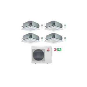 Climatizzatore Condizionatore Mitsubishi Cassetta R32 SLZ-M Quadri Split Inverter 9000 + 9000 + 9000 + 9000 BTU con U.E. MXZ-4F72VF Classe A++/A+ | Premium