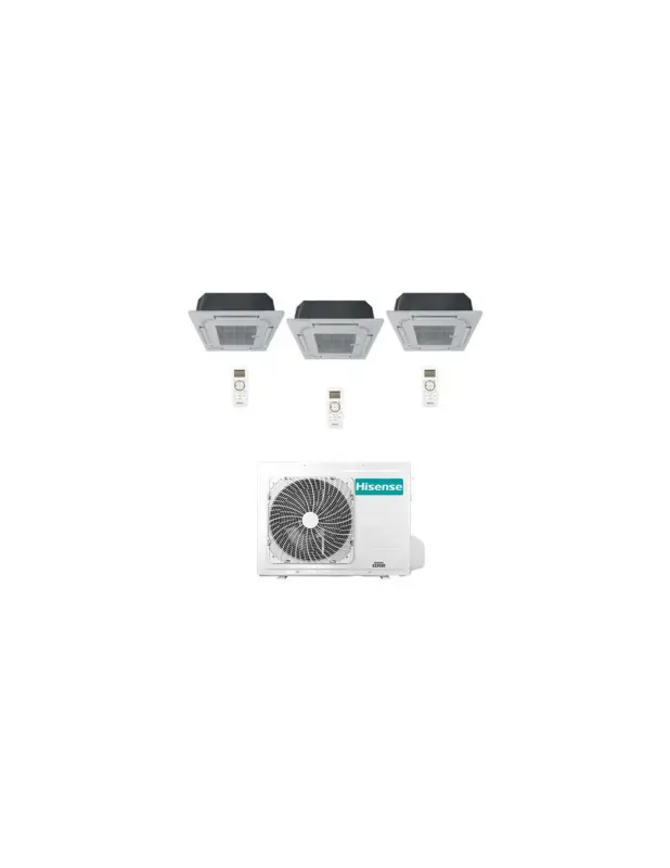 Climatizzatore Condizionatore Hisense Cassetta 4 vie R32 Trial Split Inverter 9000 + 9000 + 12000 BTU con U.E. 3AMW52U4RJC NOVITÁ Classe A++/A+ - Nuovo lancio