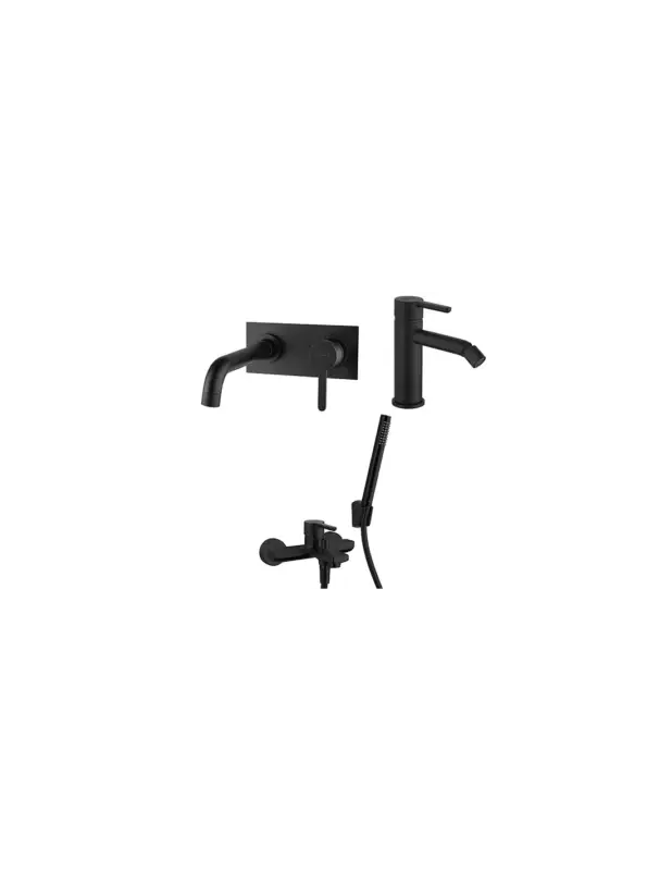 Tra i preferiti - Set Rubinetti Jacuzzi per lavabo a parete con piastra e bidet senza scarico e vasca serie Sunset YO nero opaco