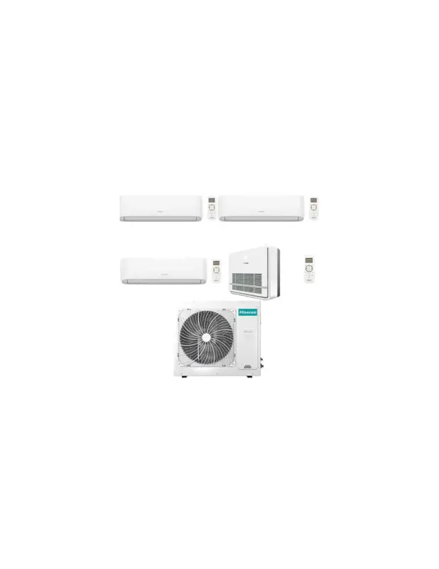 Climatizzatore Condizionatore Hisense Split + Console Serie Turbo R32 Quadri Split Inverter 7000 + 7000 + 9000 + 12000 BTU con U.E. 4AMW81U4RJC NOVITÁ Classe A++/A+ | Di tendenza