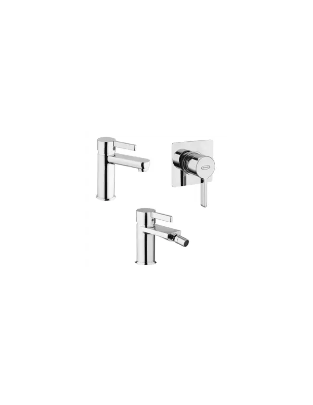 Offerta speciale | Set Rubinetti Jacuzzi per lavabo e bidet senza scarico e doccia incasso serie Fiamma cromato
