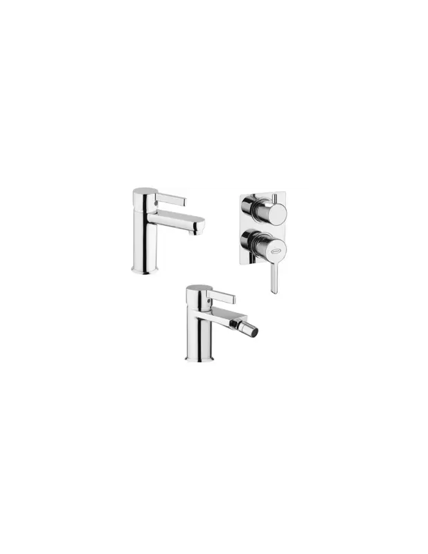 Set Rubinetti Jacuzzi per lavabo e bidet senza scarico e doccia incasso con deviatore serie Fiamma cromato | Sconto