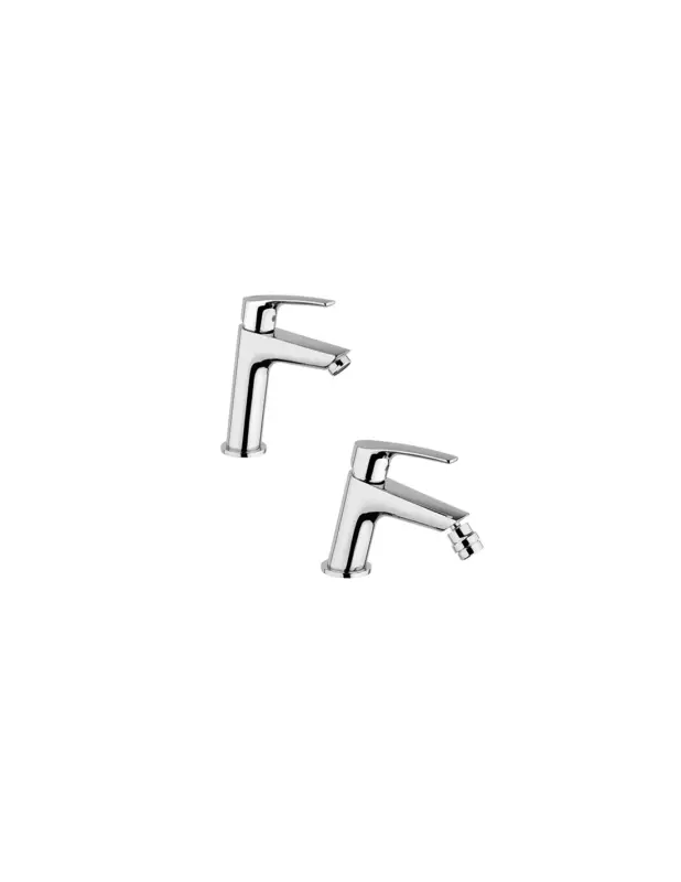 Set Rubinetti Jacuzzi per lavabo e bidet senza scarico serie Lucente cromato | Qualità premium