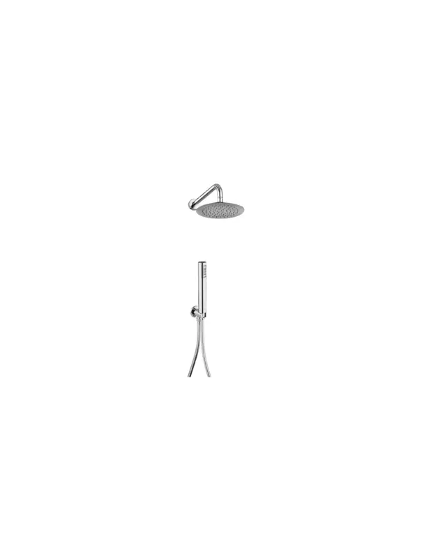Molto richiesto - Kit doccia Jacuzzi tondo con soffione + braccio + doccetta e supporto con presa acqua art. 0SU00907JA00 cromato
