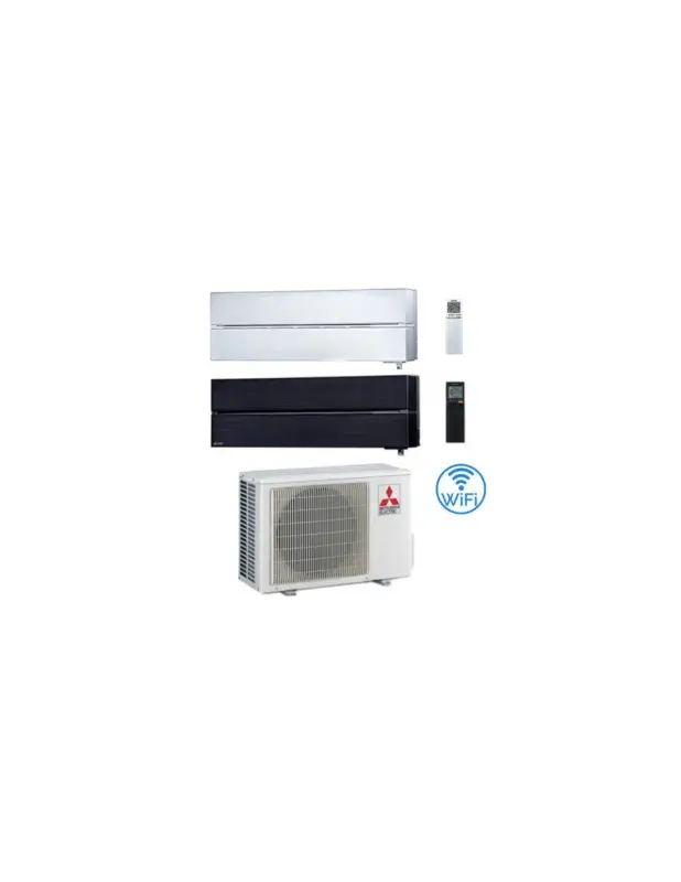 Approfitta dell'offerta | Climatizzatore Condizionatore Mitsubishi Kirigamine Style Wifi R32 Bianco Perla e Nero Dual Split Inverter 12000 + 18000 BTU con U.E. MXZ-3F54VF Classe A+++/A++