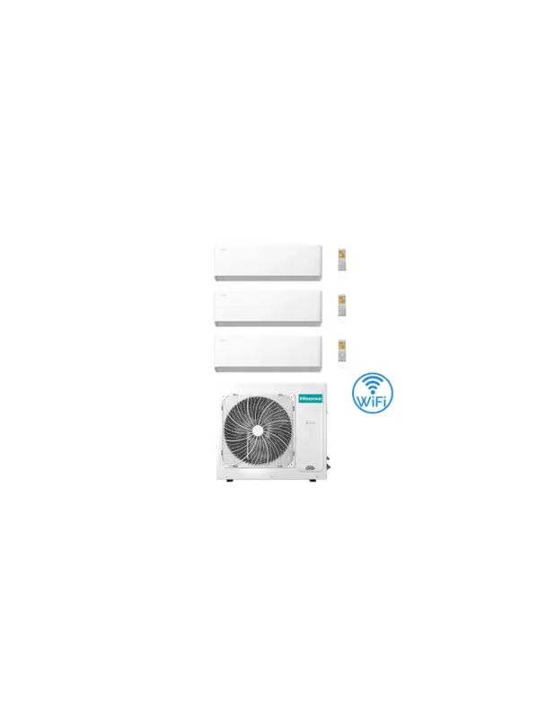 Tra i più amati - Climatizzatore Condizionatore Hisense Uni HB Wifi R32 Trial Split Inverter 7000 + 12000 + 18000 BTU con U.E. 4AMW81U4RJC Classe A++/A+