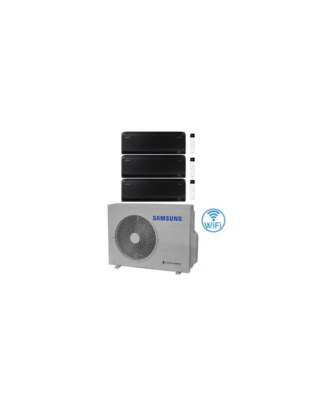Alta qualità | Climatizzatore Condizionatore Samsung Windfree BLACK R32 Wifi Trial Split Inverter 9000 + 9000 + 12000 BTU con U.E. AJ052TXJ3KG/EU NOVITÁ Classe A+++/A++