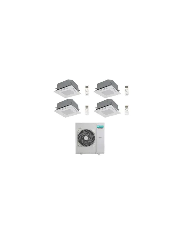 Climatizzatore Condizionatore Hisense Cassetta 4 vie R32 Quadri Split Inverter 9000 + 12000 + 12000 + 12000 BTU con U.E. 5AMW125U4RTA NOVITÁ Classe A++/A+ - Scelta dei clienti
