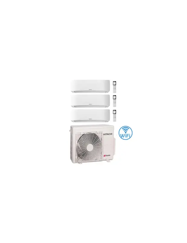 Tra i più venduti - Climatizzatore Condizionatore Hitachi AIRHOME 400 Wifi R32 Trial Split Inverter 9000 + 9000 + 9000 BTU con U.E. RAM-G55N3HAE Classe A+++/A++