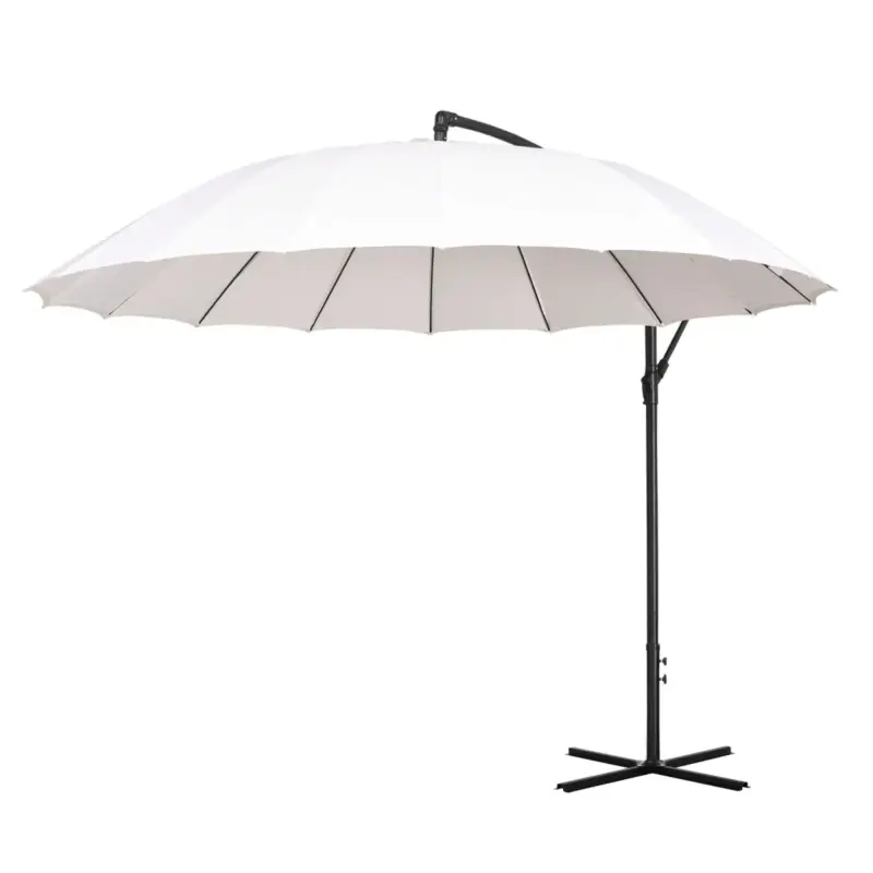 Premium - Easycomfort Ombrellone Decentrato da Giardino 3x2.6 m a Braccio con Base a Croce, Bianco Crema