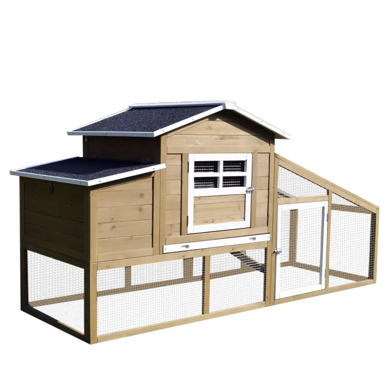 Qualità garantita | Easycomfort Pollaio per Galline Ovaiole da Esterno con Zona di Corsa, Pollaio per Galline da Esterno con Zona di Nidificazione e Vassoio Estraibile da Giardino in Legno, 200x80x105 cm