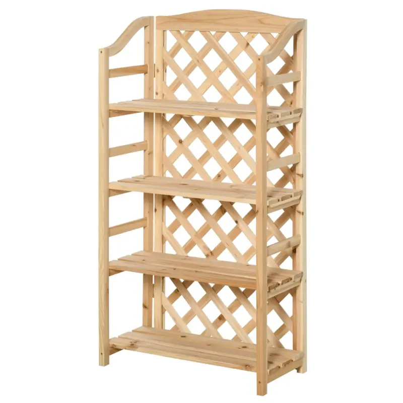Quantità limitata | Easycomfort Scaffale Porta Piante da Esterno, Fioriera da Balcone Pieghevole con 4 Mensole Regolabili, Arredamento da Giardino e Casa in Legno, 67x33x123cm