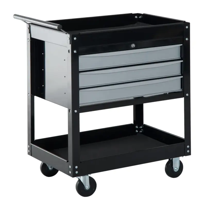 Grande sconto - Easycomfort Carrello da Officina Professionale Cassettiera Portautensili in Lamiera, Nero, 68 x 46 x 88cm