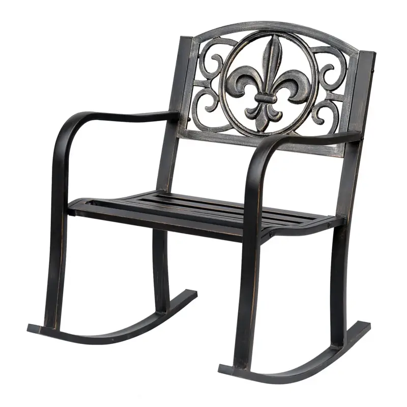Prezzo produttore | EASYCOMFORT Sedia a Dondolo da Giardino in Metallo Decorato
