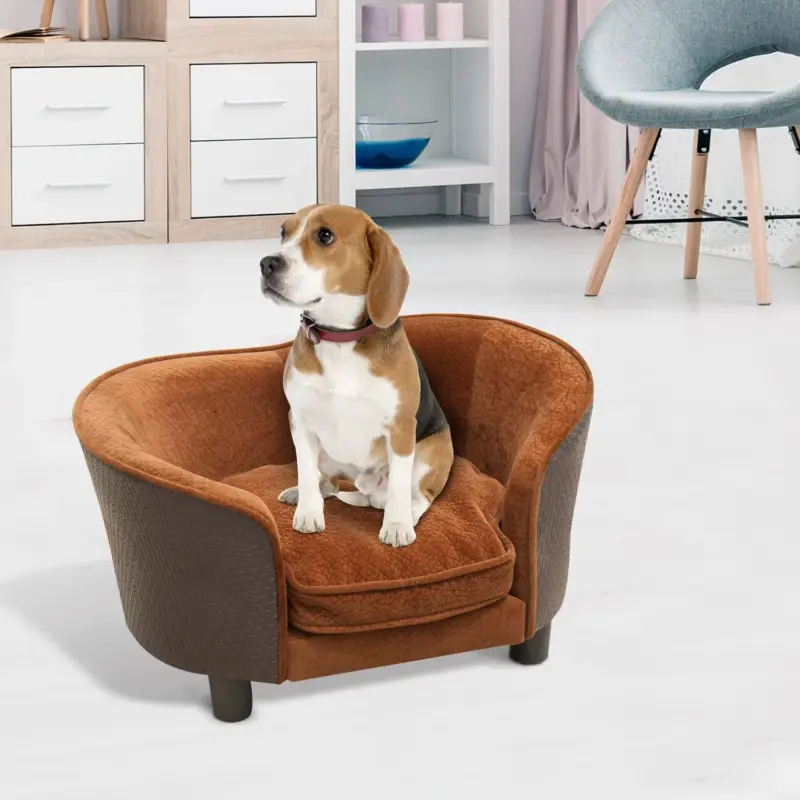 Super prezzo - Easycomfort Divanetto da Interni per Cani con Cuscino Sfoderabile Marrone, 70x48x40cm