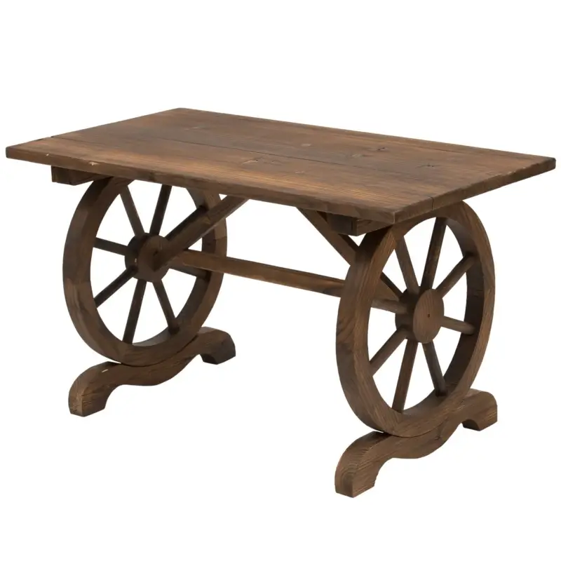 Easycomfort Tavolo da Giardino Stile Country con Gambe a Ruota, in Legno di Abete Resistente alle Intemperie 113x60x65cm - Qualità premium