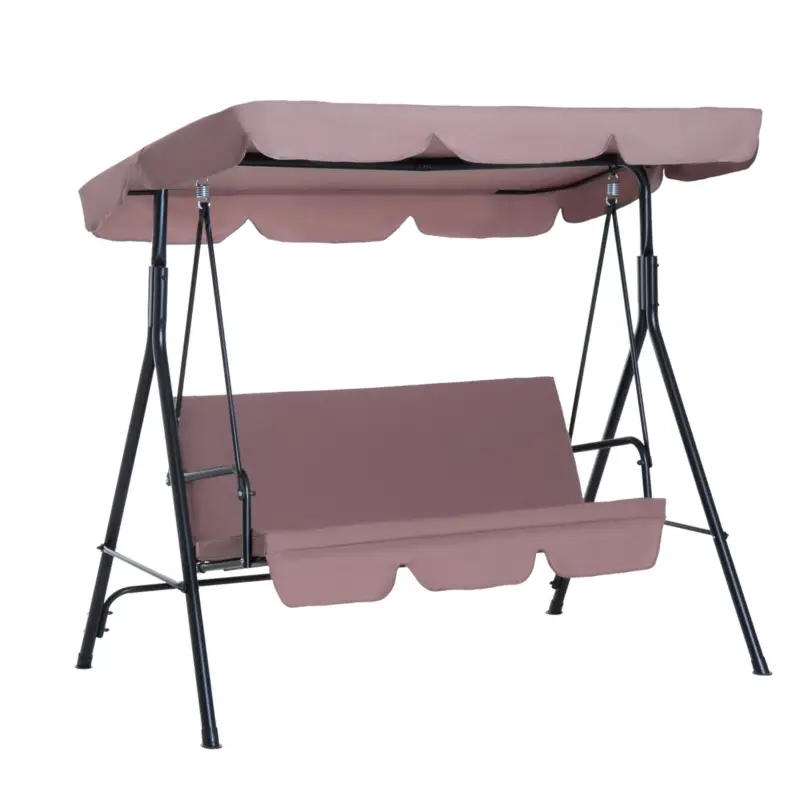 Easycomfort Dondolo da Giardino 3 Posti con Tetto Parasole e Struttura in Acciaio, 172x110x153cm, Marrone - Sconto