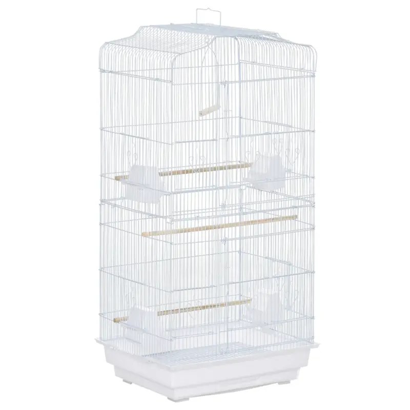 Easycomfort Gabbia per Uccelli con Trespoli, Altalena e Ciotole, Voliera in Metallo e Plastica, 46.5x35.5x92cm, Bianco - Nuovo arrivo