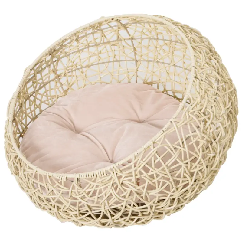 Tra i più amati - Easycomfort Cuccia per Gatti e Animali Domestici, Cesta in Rattan Beige con Cuscino in Cotone (?56 x 35 A cm)