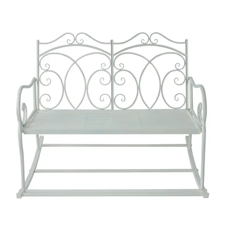 Easycomfort Panchina a Dondolo da Esterno, Dondolo 2 Posti Biposto da Giardino stile Shabby in Metallo 103 x 74.5 x 88cm, Bianco | Premium