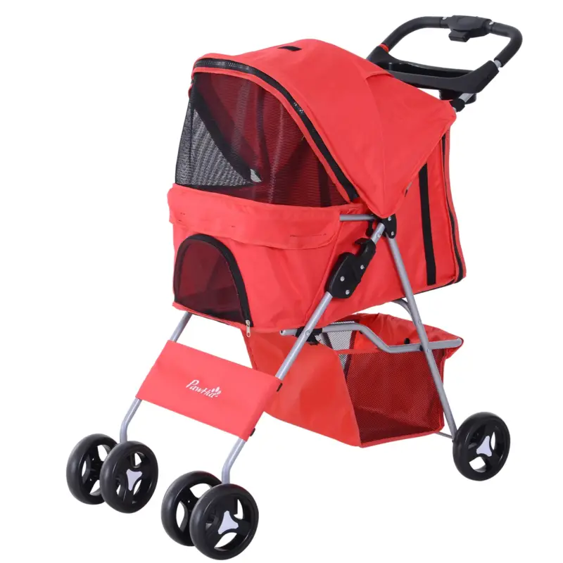 Saldi | Easycomfort Passeggino Cani Gatti Animali Domestici Pieghevole 75L x 46P x 94Acm Rosso