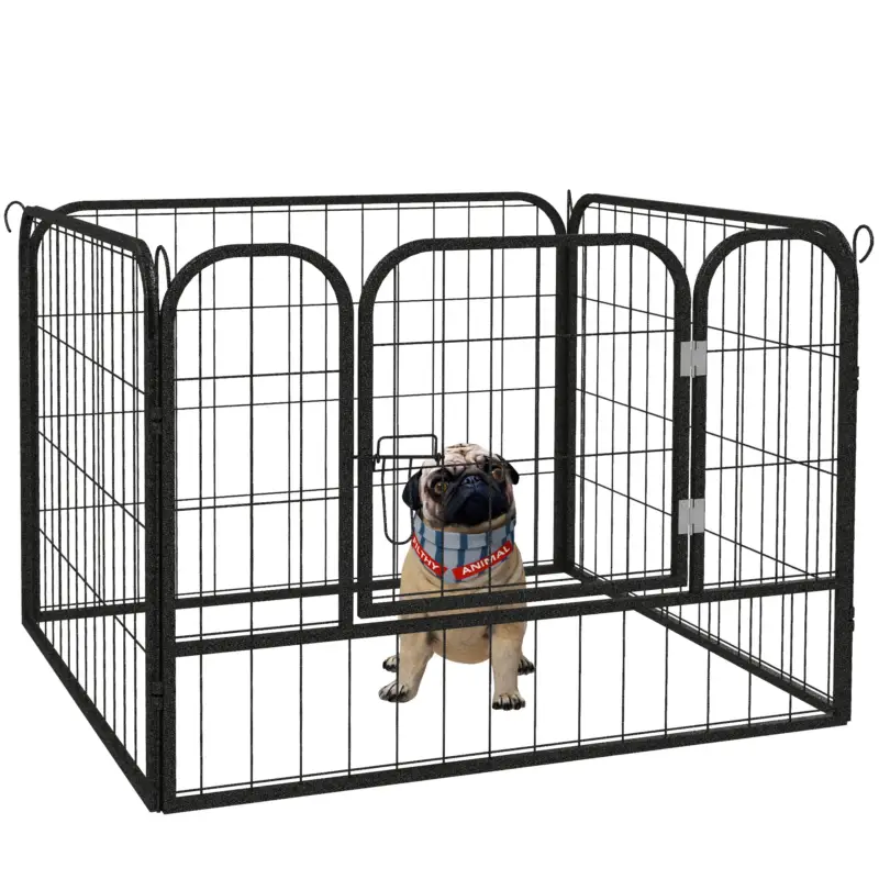 EASYCOMFORT Recinto per Cani Pieghevole per Interno ed Esterno, Porta con Catenaccio e Picchetti di Fissaggio, 82x82x60cm Grigio Scuro | Offerta imperdibile