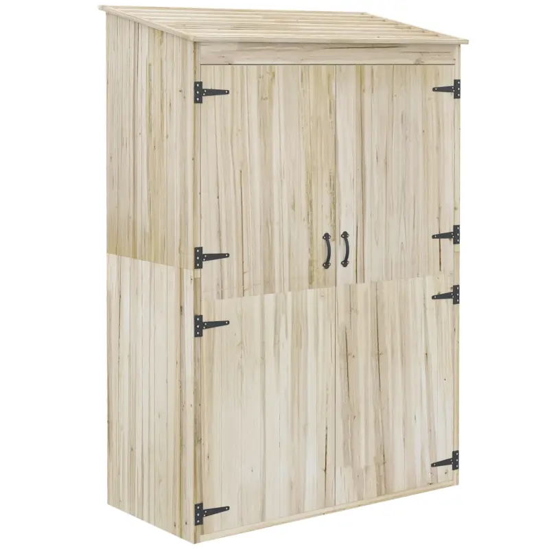 EasyComfort Casetta da Giardino in Legno di Abete con 2 Porte e Ripiani, 120x57x183cm, Naturale - Qualità professionale