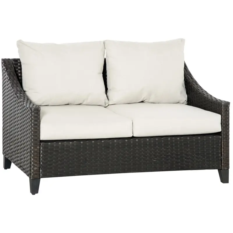Solo oggi - Easycomfort Divano da Giardino 2 Posti in Rattan PE con Cuscini, 132x70x74cm, Marrone