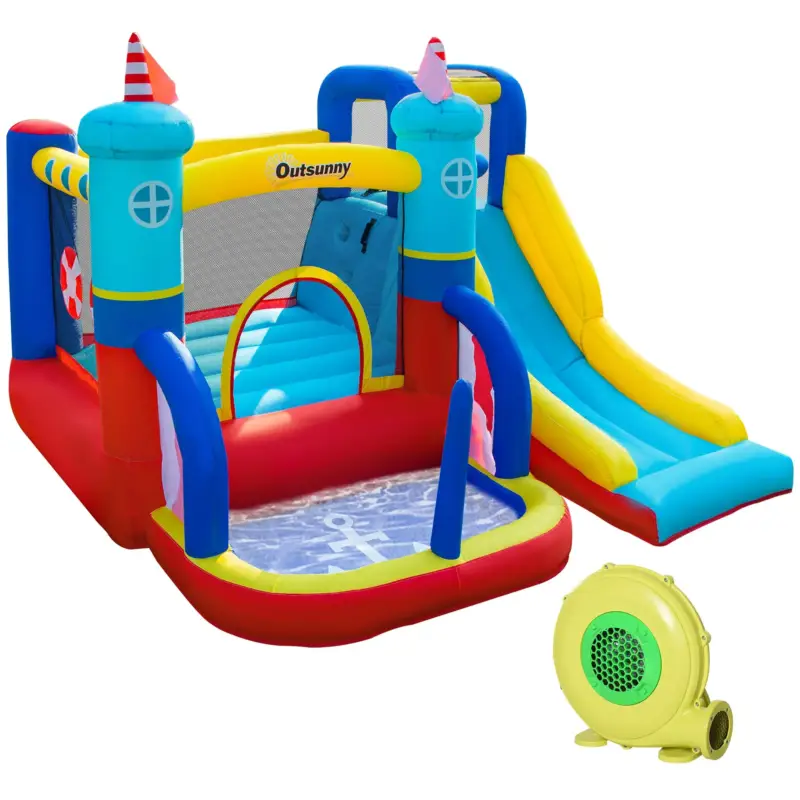 Acquisto sicuro | Easycomfort Castello Gonfiabile 4 in 1 Bimbi 3-8 Anni, Scivolo e Piscina, 265x260x200cm