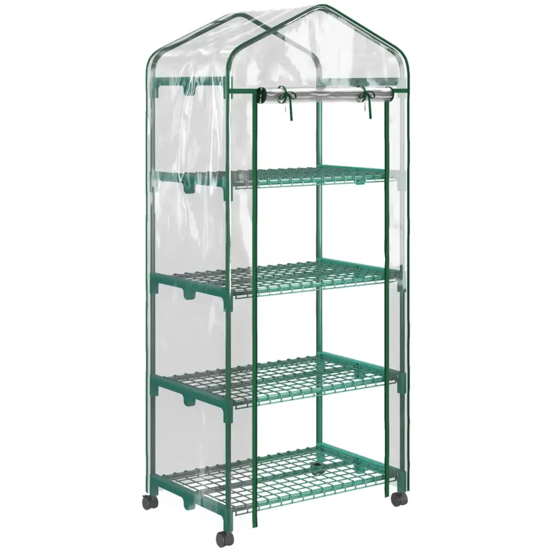 Easycomfort Serra per Piante Verticale con Scaffale a 4 Ripiani in Acciaio e PVC Bianco, 69x50x165cm - Prodotto di punta