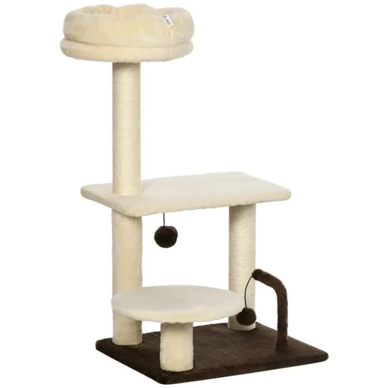 Easycomfort Albero Tiragraffi per Gatti con Palo in Sisal, Posatoio e Palline da Gioco, in Truciolato e Peluche, 44x38x74 cm - Appena arrivato