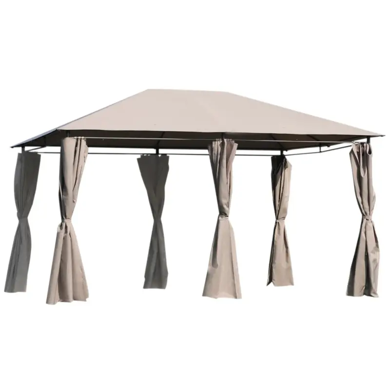 Easycomfort Gazebo da Giardino 4x3m con 6 Tende Rimovibili, Struttura in Metallo e Telo in Poliestere Beige - Prodotto di punta