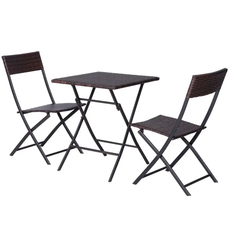 Easycomfort Mobili da Giardino in Rattan Set 1 Tavolino e 2 Sedie da Giardino Pieghevoli 3pz Marrone | Acquista online