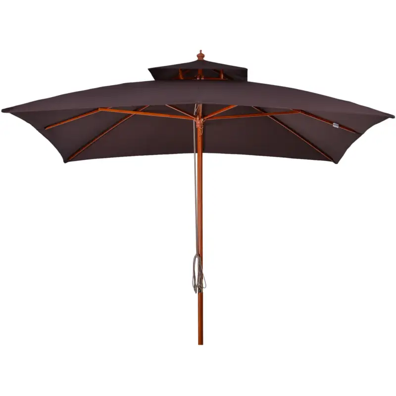 In pronta consegna - Easycomfort Ombrellone 3x3 m da Giardino e Terrazza con 8 Stecche e Copertura Parasole a 2 Livelli, Marrone