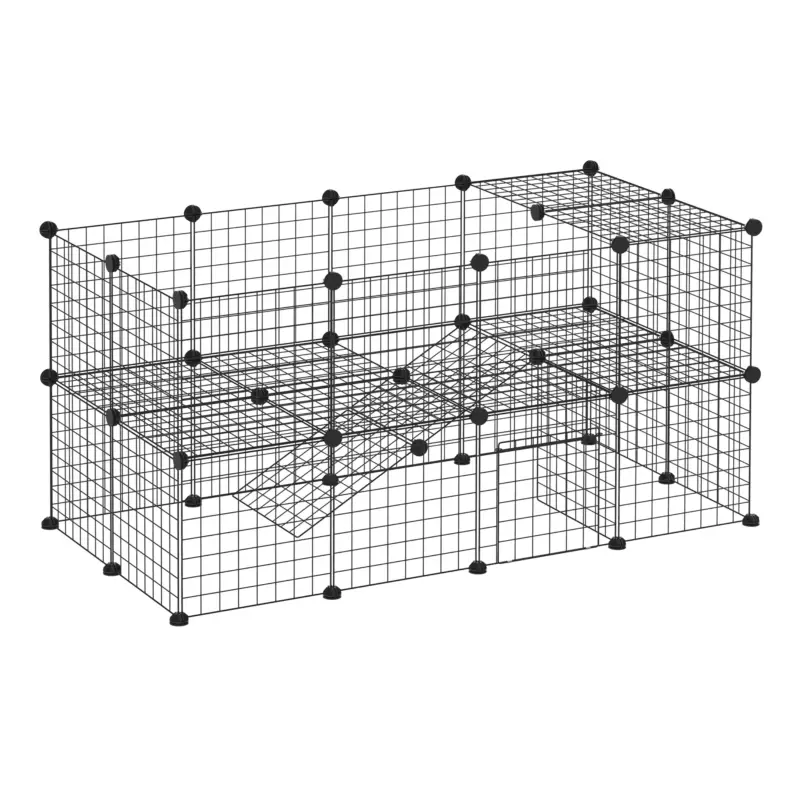 Risparmio extra | Easycomfort Recinto in Metallo per Piccoli Animali Domestici con 36 Pannelli di Metallo da Montare Secondo Forma e Configurazione che Preferisci e con Porta