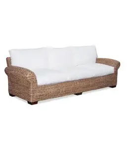 Divano LUNA in Abaca 3 Posti Con Cuscini 262x93x75H cm | Pagamento sicuro
