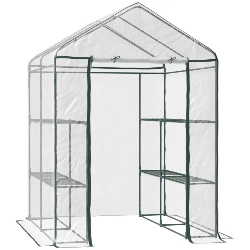 Easycomfort Serra da Giardino Esterno in PVC Trasparente, Serra da Balcone con Scaffali per Piante Orto 1.43 x 1.43 x 1.95m - Risparmio extra