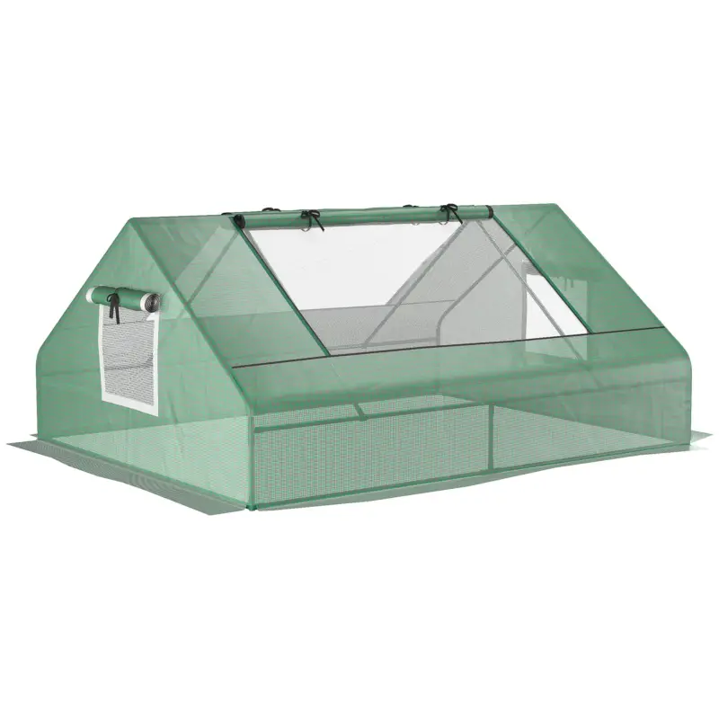 Easycomfort Serra da Giardino in Acciaio con Rivestimento in PE, Porte Avvolgibili e Finestre, 180x140x80cm, Verde | Nuovo prodotto