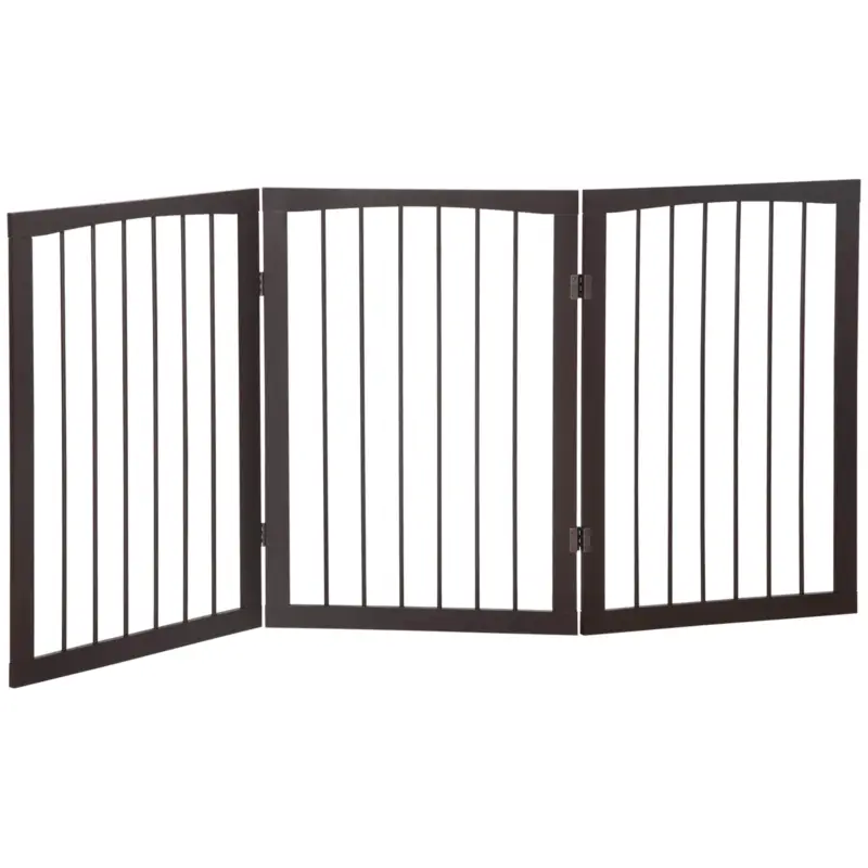 Risparmio extra - Easycomfort Cancellino Portatile da 3 Sezioni per Cani e Animali Domestici Divisorio di Sicurezza Pieghevole, 160x1.2x76 cm, Marrone