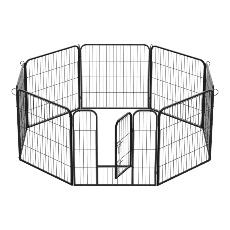 Buon prezzo | EASYCOMFORT Recinto Recinzione per Animali Cuccioli, Cani, 8pz, 80x80cm, Nero