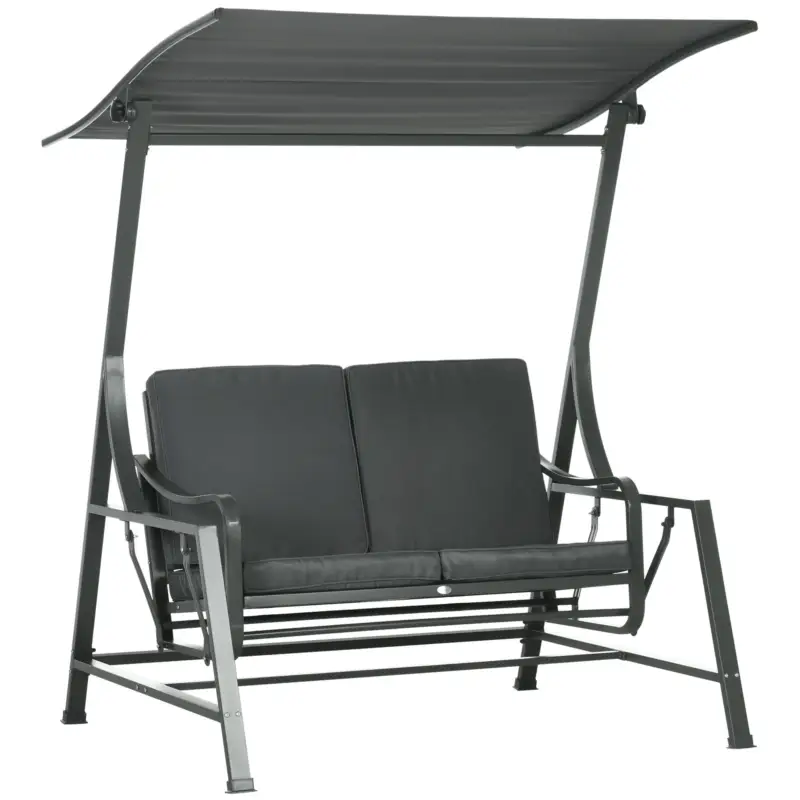 Alta qualità | Easycomfort Dondolo da Giardino 2 Posti in Acciaio con Tettuccio Inclinabile e Cuscini, 148x129x172 cm