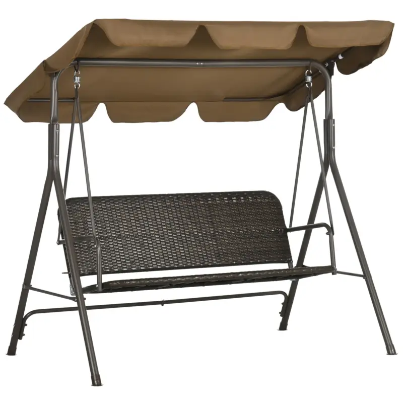 Di tendenza | Easycomfort Dondolo da Giardino 3 Posti con Tettuccio Regolabile in Rattan PE e Acciaio, 167x112x153cm