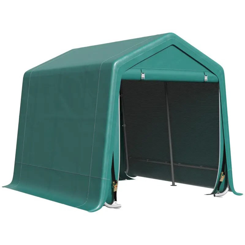 Promozione speciale - Easycomfort Tendone Garage all'Aperto 2.4x2m per Moto e Biciclette, Casetta da Giardino per Attrezzi in Metallo e Tessuto PE, Verde