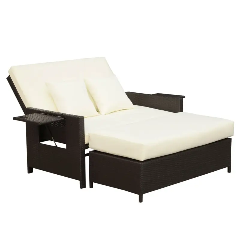 Easycomfort Divanetto da Giardino Componibile con Panca, Mobili da Giardino in Rattan Marrone, Set 2 Pezzi Salvaspazio | Appena aggiunto