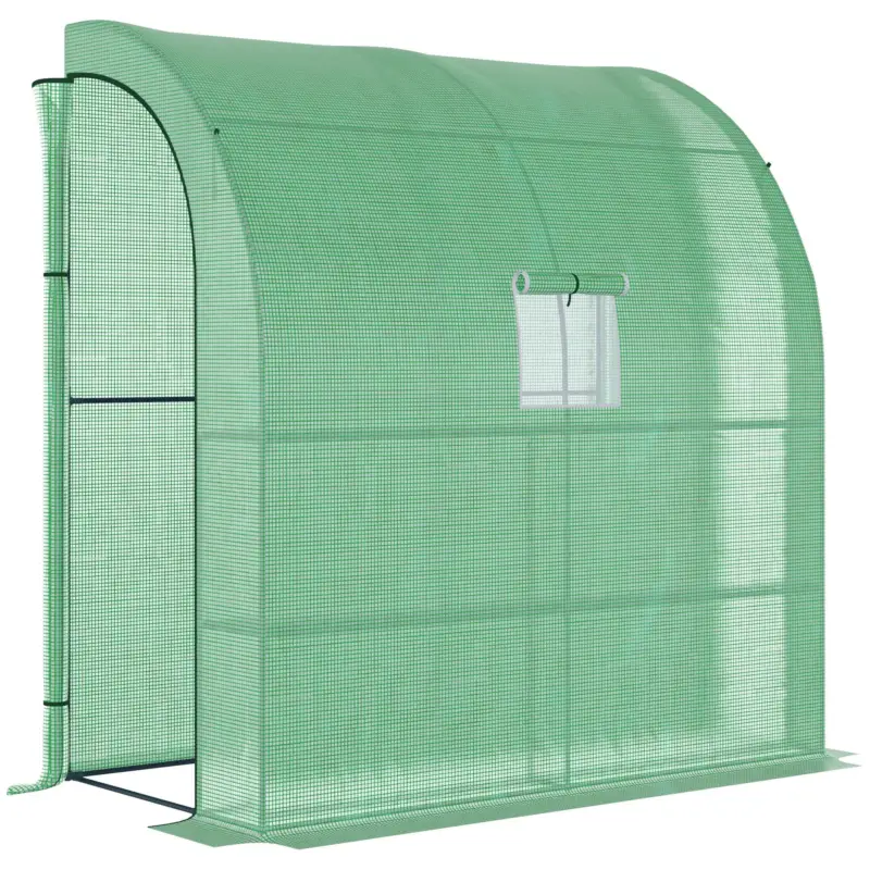 Prezzo produttore | Easycomfort Serra da Parete con 2 Ripiani per Piante e Fiori in Acciaio e PE, 200x100x215 cm, Verde